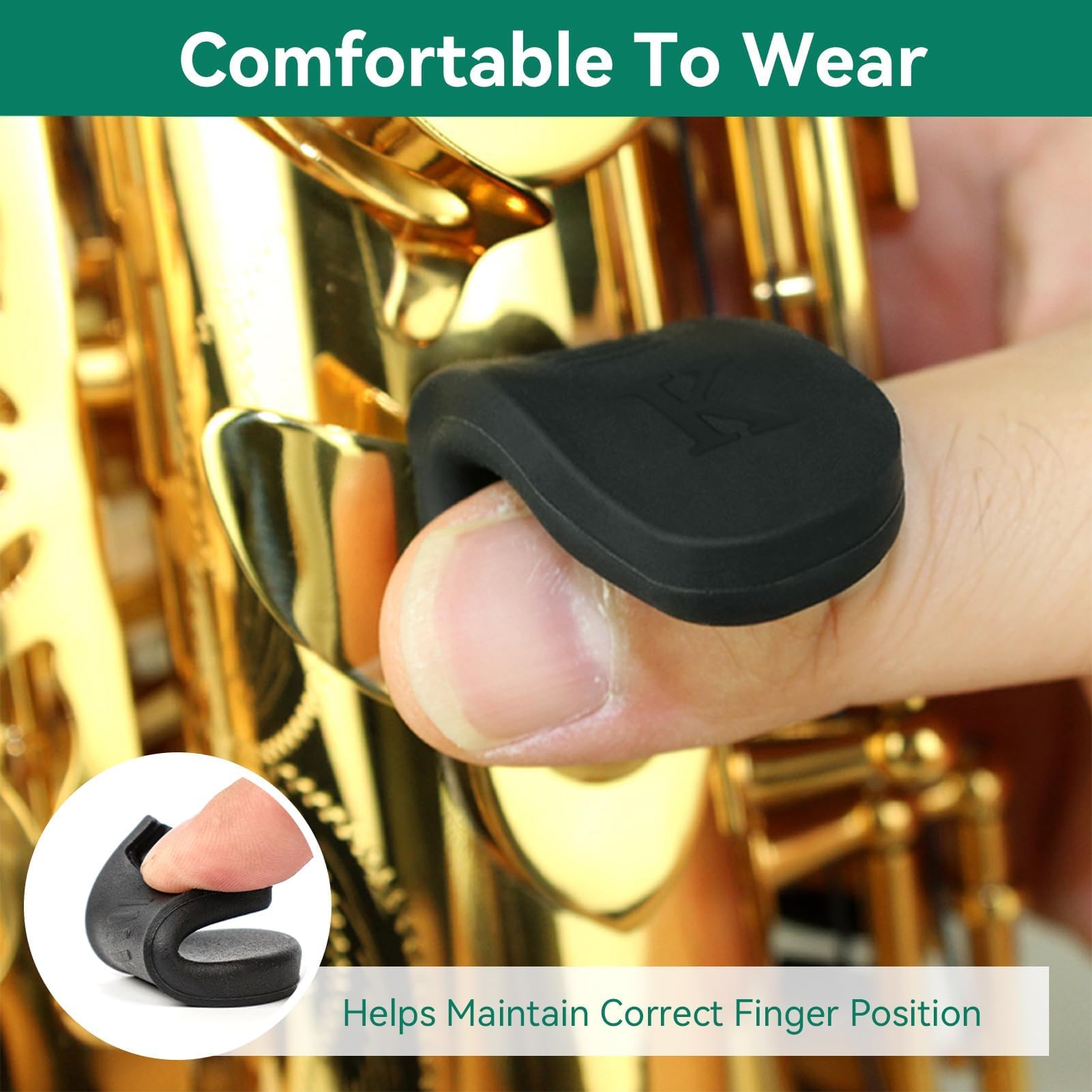 2 Pièces Repose-pouce de Saxophone en Caoutchouc, Coussinets de Coussin de Repose-doigt de Saxophone Protecteur de Pouce pour Instrument à Vent Soprano Alto Tenor Sax