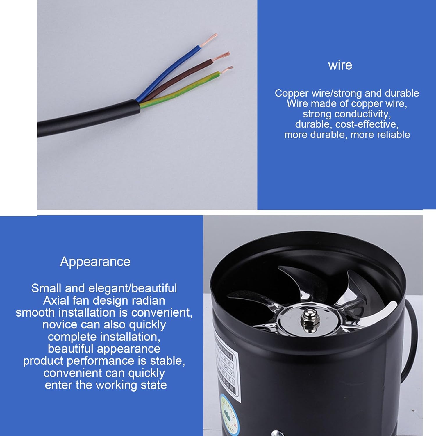 Bathrooms Kitchen Basement Duct Exhaust Fan Household Strong-Fume Ventilation Super Suction Powerful Kitchens and Attics Air Ventilator Metal Pipe Ventilation for Household