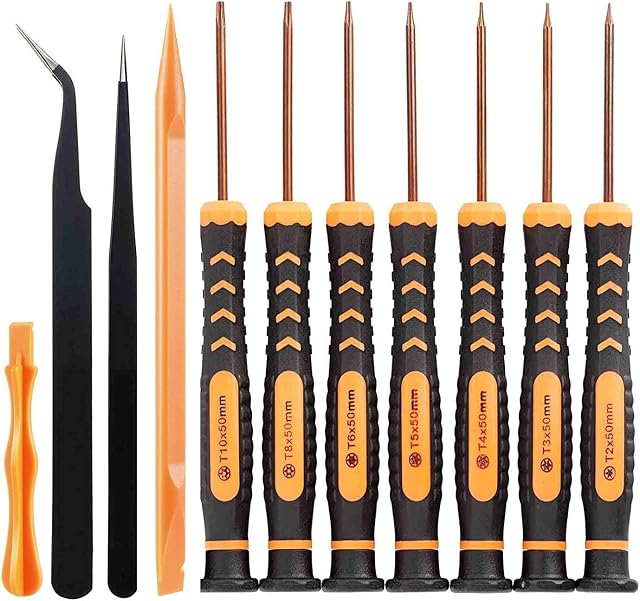 Torx Security Screwdriver Tool Set with T10 T8 T6 T5 T4 T3 T2 - Torx Screwdriver Bits Kit with Hole for xbox one controller, ps4, ps3