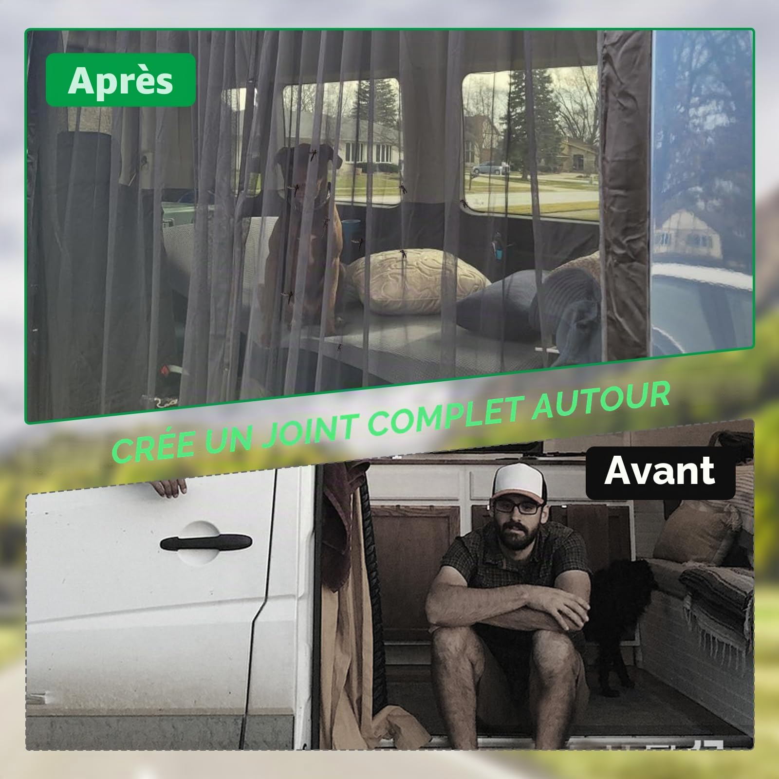 Moustiquaire magnétique pour van - Protection solaire - Porte coulissante arrière - Pour Benz Vito, Ford Transit Custom, pour Opel/Vauxhall Vivaro (pour porte arrière, 155 x 150 cm)