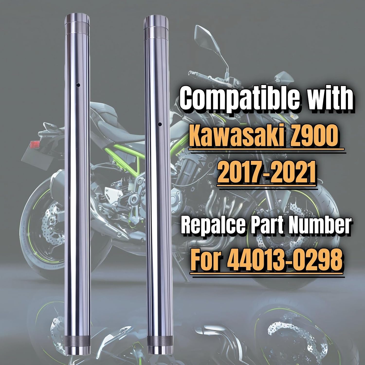 2x Front Brake Suspension Fork Inner Tubes Pipes Compatible with Kawasaki Z900 2017-2021 fits 44013-0298 (530 x 41mm)