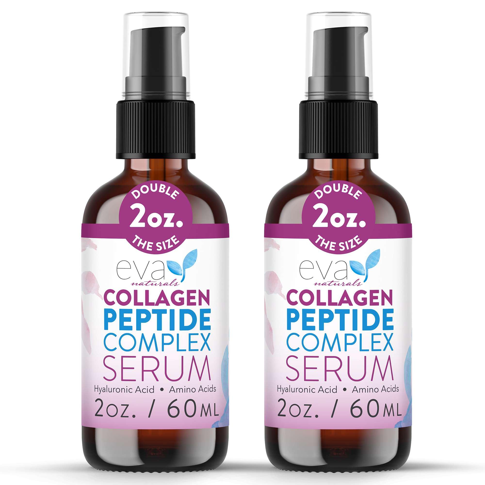 Eva Naturals Collagen Peptide Serum - Anti-Aging, Dark Spot Corrector, Skin Hydrator, Unisex, 2 oz