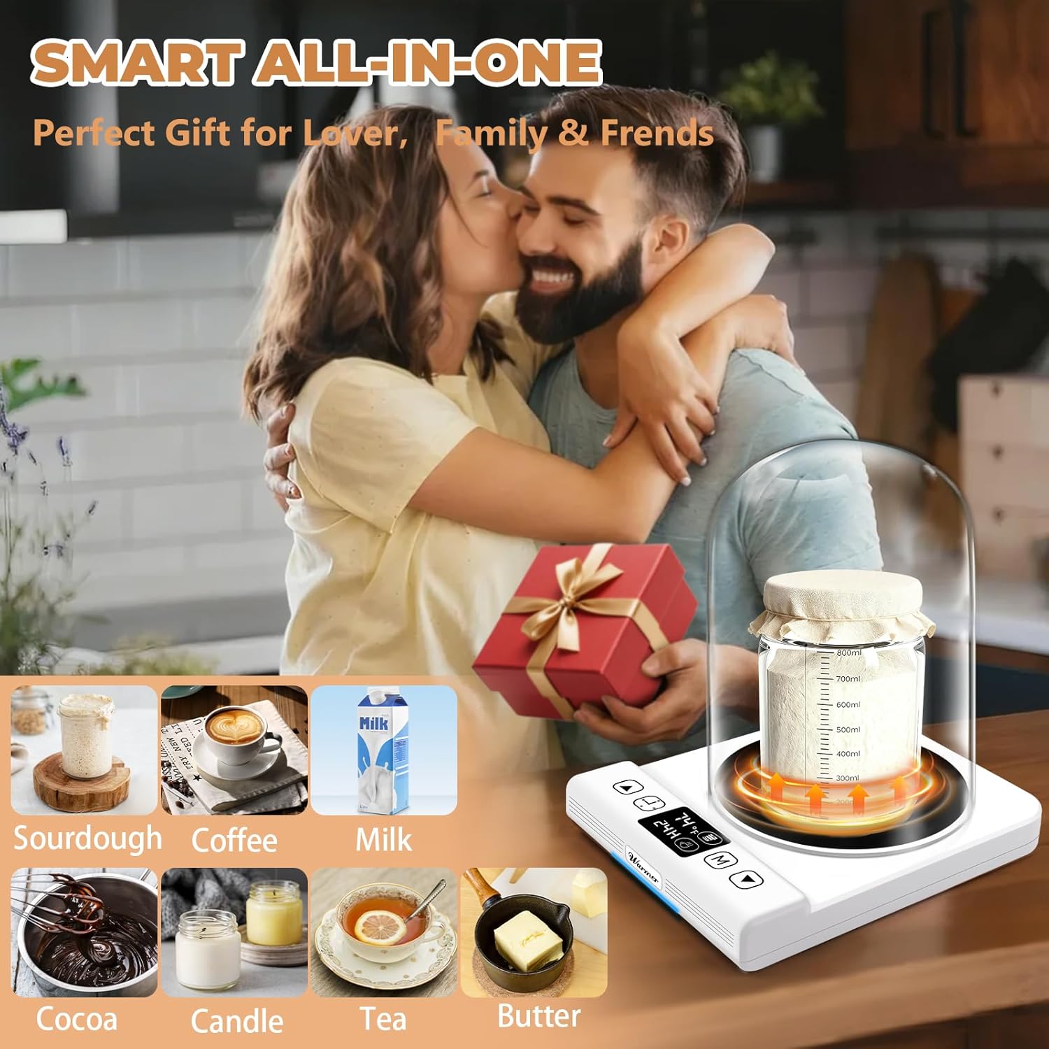 2-in-1 Upgraded Sourdough Starter Warmer with Glass Dome, Precise 1℉ Thermostat Sour Dough Starter Heating Mat (70-100℉) and Mug Warmer (110-180℉) Dual Mode, Sourdough Warming Mat for Baking & Coffee