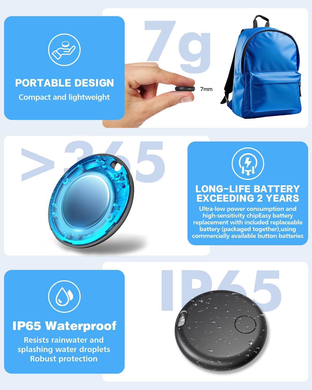 Air Tags for Android,Air Tags-4 Pack Android,Air Tracker Tags with 4 Case,2 Year Battery Life,Google & Apple Find Trackers for Google'S Find Hub App & Apple Find My,IP65 Waterproof Luggage Tracker thumbnail