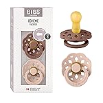 BIBS Pacifiers - Boheme Collection | BPA-Free Baby Pacifier | Made in Denmark | Set of 2 Woodchuck/Blush Color Premium Soothers | Size 0-6 Months