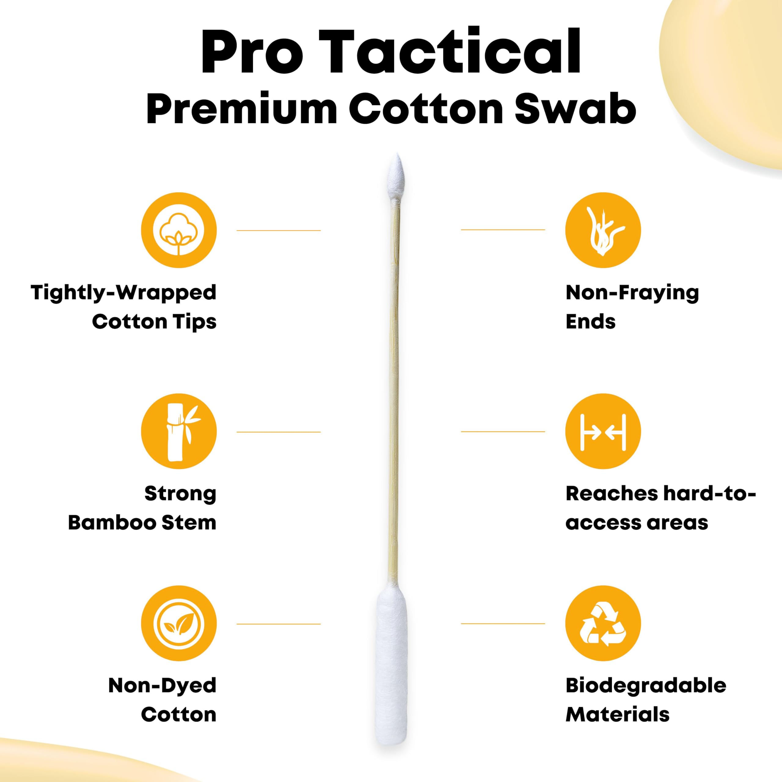 TerpTitans - Pro Tactical - Bastoncillos de algodón de bambú de 6 pulgadas, paquete de 2, punta de barril XL para máxima absorción y puntas de punta fina para espacios reducidos