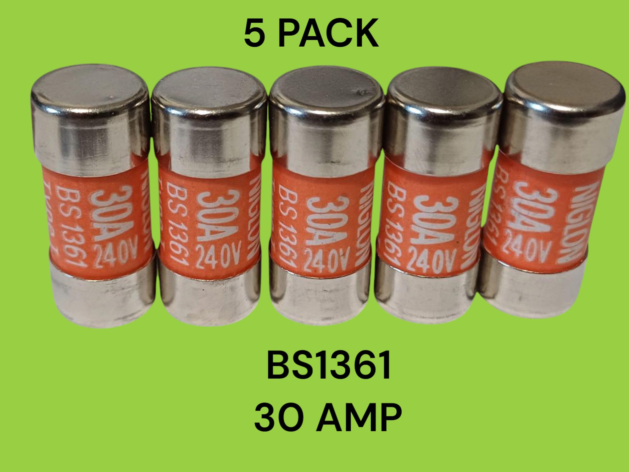 30A Consumer Unit Fuse, BS1361, 29mm x 13mm, for Cooker Shower and Ring Main Circuits. 5 Pack - Image 2