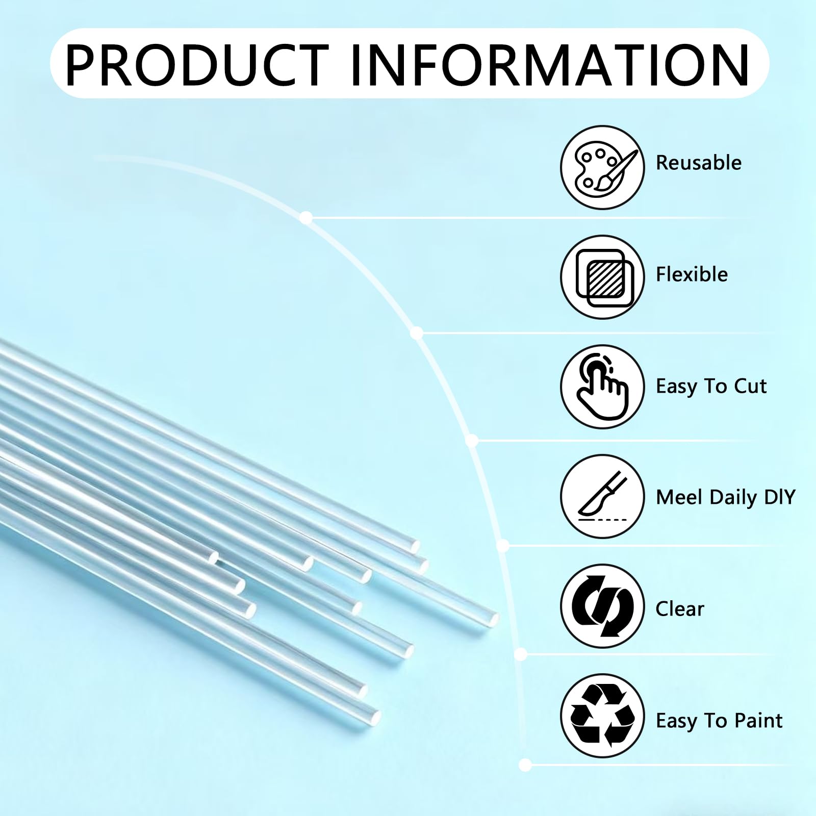 Set 12 Aste Acriliche Trasparenti 3mm x 300mm Bacchette PMMA Tonde per Fai da Te, Modellismo, Decorazioni, Artigianato, Supporti Luce, Vetrina