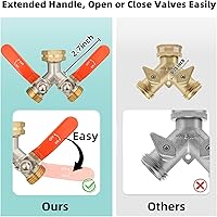 Vista 5 de Divisor de manguera de 2 vías, divisor de manguera de jardín de latón de alto flujo resistente, conector de manguera, divisor de grifo de agua