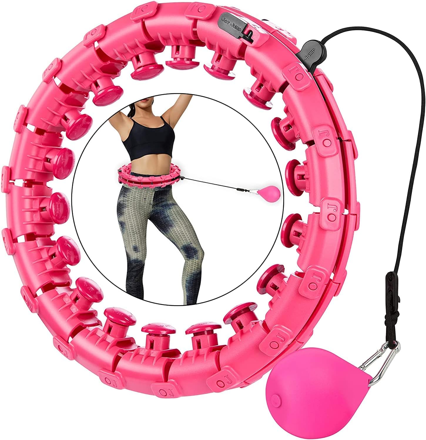 Koknwoa Weighted Hula Hoop Fit Hoops for Weight Loss Non-Fall Exercise Hoops with 24 Knots, Adomen Fitness Massage, Great for Adults and Beginners
