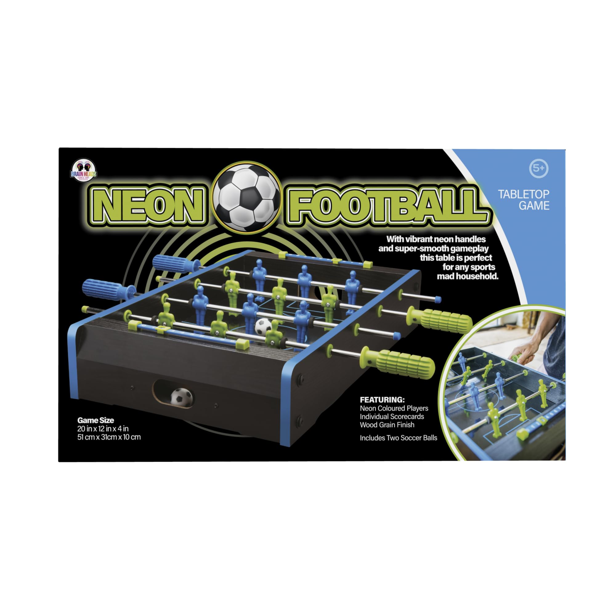 Funtime Gifts Table Football Game 20 Inch Mini Football game in Neon Colours