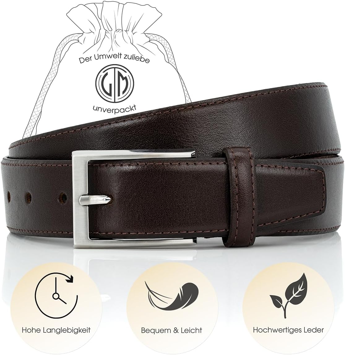 LINDENMANN Lederen riem heren/riem heren, rundlederen riem XL gebombeerd, middenbruin, bruin, 100