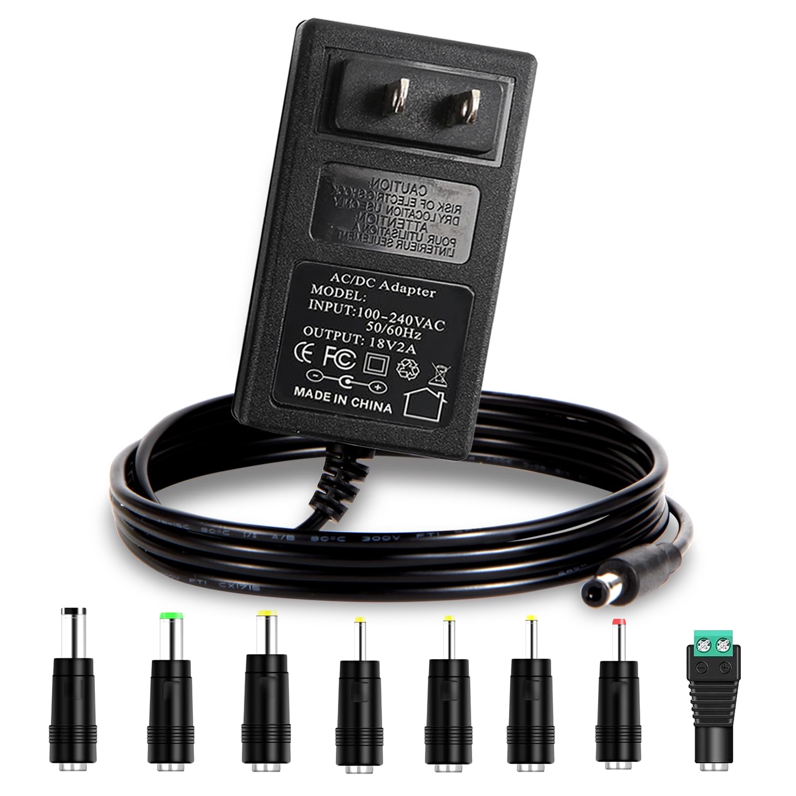 Amazon.com: 18V 2A Power Supply AC Adapter with 8 Tips, Universal
