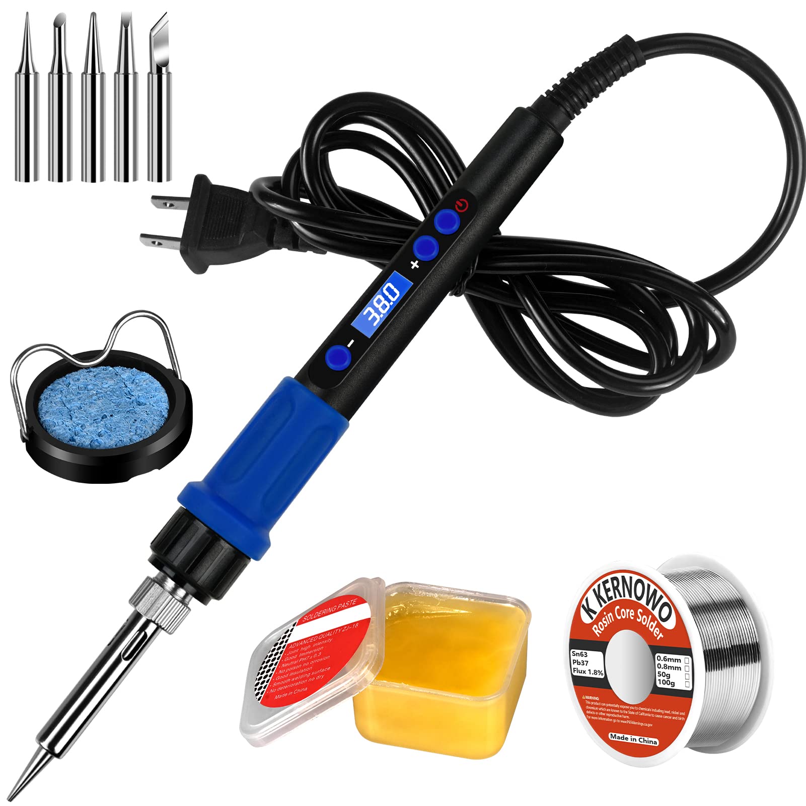 Soldering Iron, 100W Digital Portable Soldering Gun LCD, Soldering Kit with Adjustable Temperature Controlled and Fast Heating Ceramic Thermostatic Design, On/Off Switch
