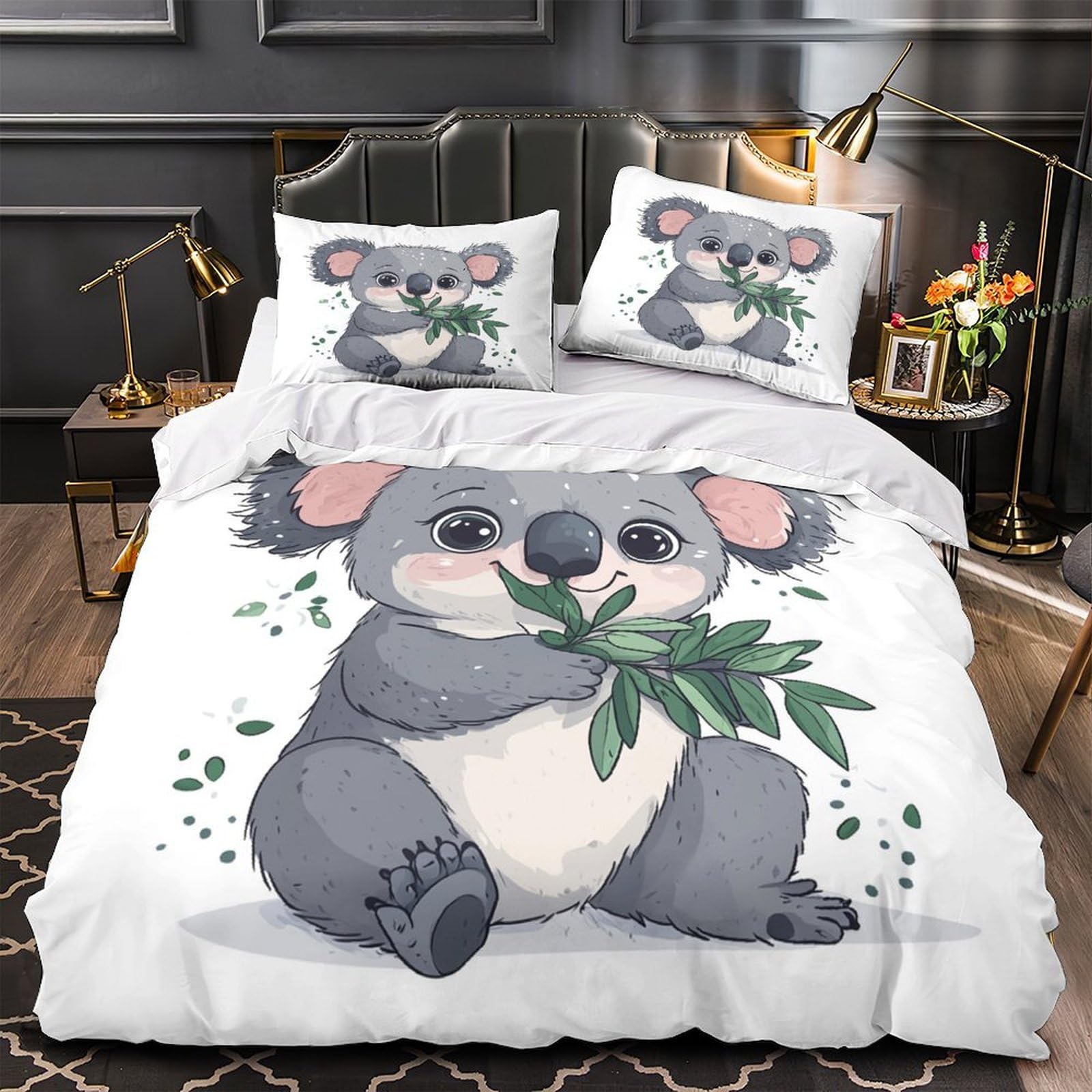 Housse de couette koala ultra douce et hypoallergénique en microfibre