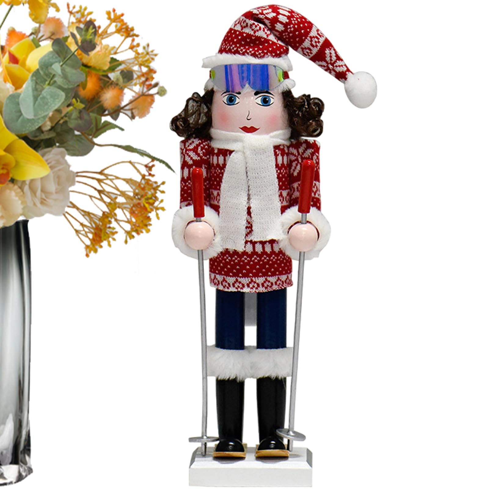 Casse-Noisette de ski en bois pour décorer votre table de Noël festive