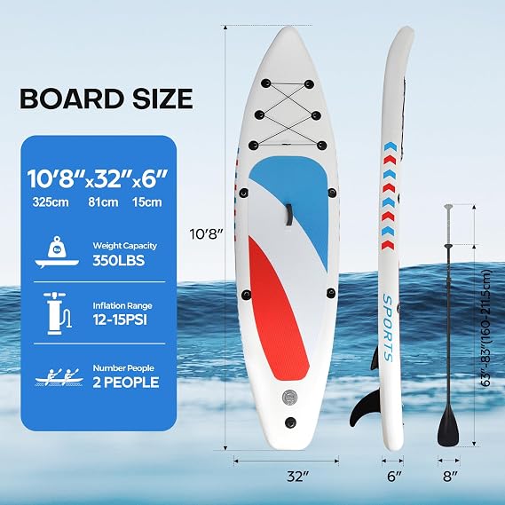 Panana Inflatable Stand Up Paddle Board 10'/10'8''x30''/32''x6'' iSUP Non-Slip Deck Paddleboard for Adults Beginners Youth, with Paddle Pump Fins Leash Backpack