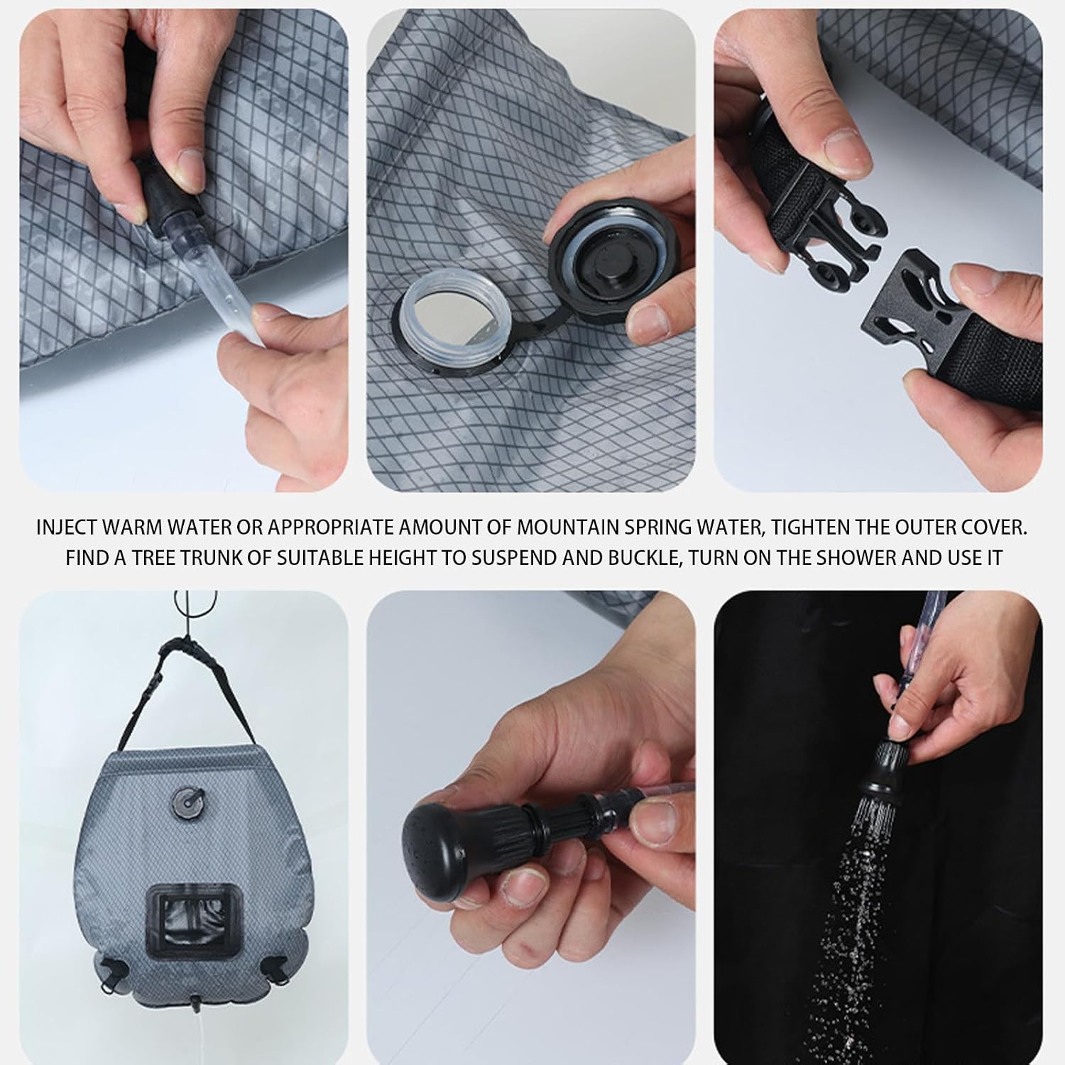 Solar Camping Shower Bag,5 Gal/20L Sun Shower Heating Bag,Leak-Proof Design,On-Off Switchable Head,Suitable for Camping, Hiking, Travel,Beach Swimming