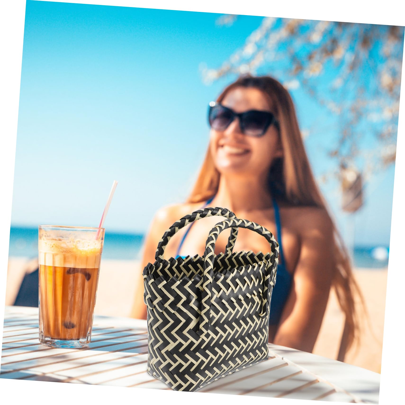 2 Uds Bolsa Tejida Cesta Bolsa Plástico Pp Miss To Weave