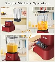 Vista 4 de Red Smoothie Blender, Facelle Countertop Blender for Kitchen, 55 oz Glass blender for smoothies and Shakes, Licuadora, Smoothie maker with