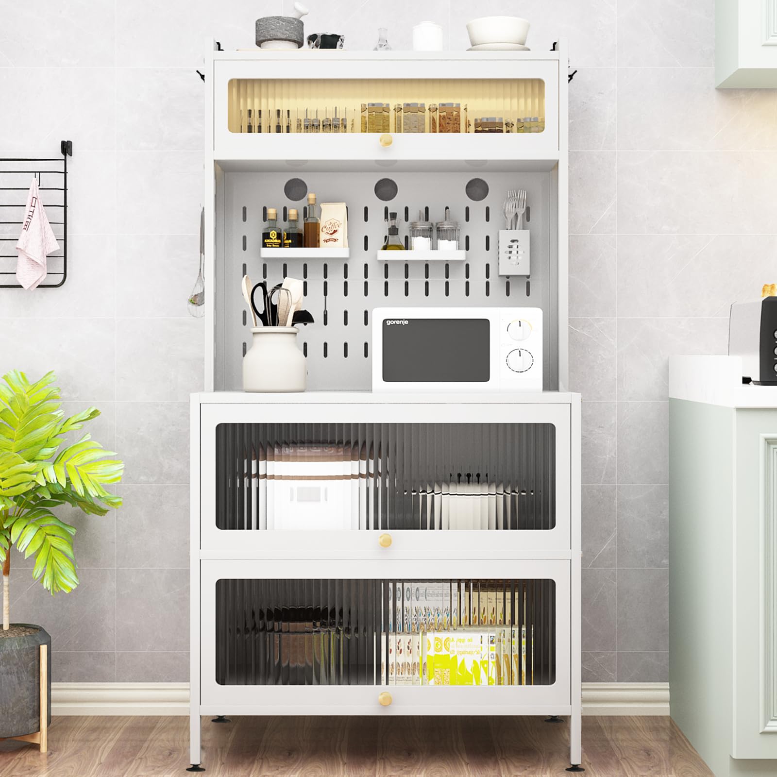 Photo 1 of ***NOT FUNCTIONAL - PARTS BENT - CANNOT BE ASSEMBLED - FOR PARTS ONLY - NO REFUNDS***
EURGANT Kitchen Storage Cabinets - Bakers Rack Countertop, Microwave Oven Shelf Cabinet