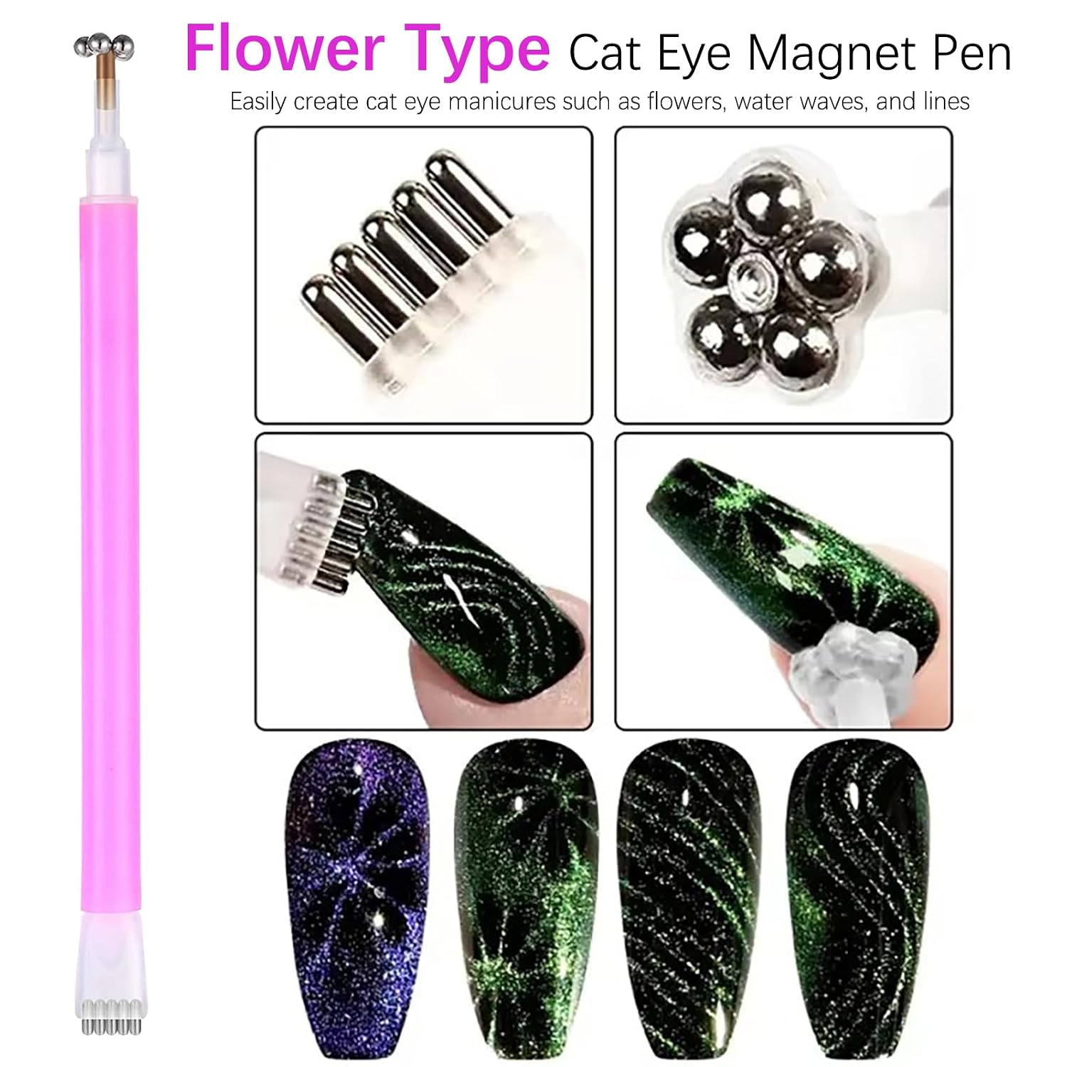 38Pcs Cat Eye Nail Magnet Tool Set, Strong Magnetic Cat Eye Gel Nail Polish Magnet, Cat Eye Magnets for Nails CatEye Design Nail Art Tools for Manicure DIY At Home