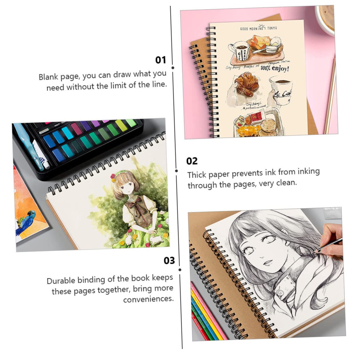 NUOBESTY Carnet de Croquis pour Élève, 1 Pc, Papier à Dessin