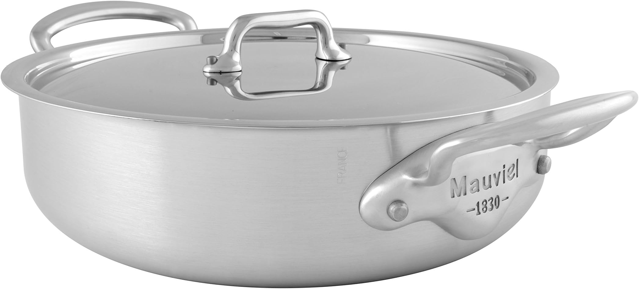 Mauviel M'Urban 28cm/11 lid Cast SS Handle Tri-Ply rondeau, 11 in, brushed stainless steel