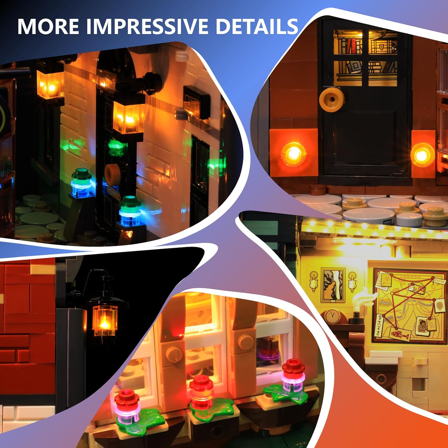 Light kit Compatible with Lego Book Nook Sherlock Set, Creative LED Lighting for Lego 10351 Sherlock Fans(Model Not Included)