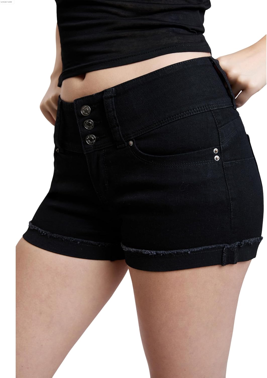 YMI Women's Jeans Women’s Wannabettabutt 3 Button Cuffed Denim Shorts, S233475