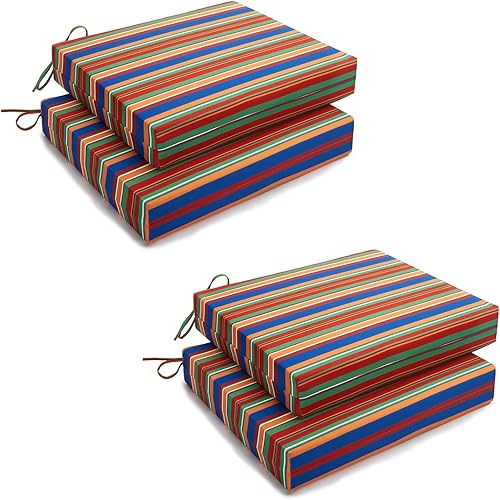Miniatura 1 de HARBOREST Cojín de asiento cuadrado impermeable para exteriores e interiores, cojines de muebles de patio con lazos, 18.5 x 16 x 3 pulgadas, paquete