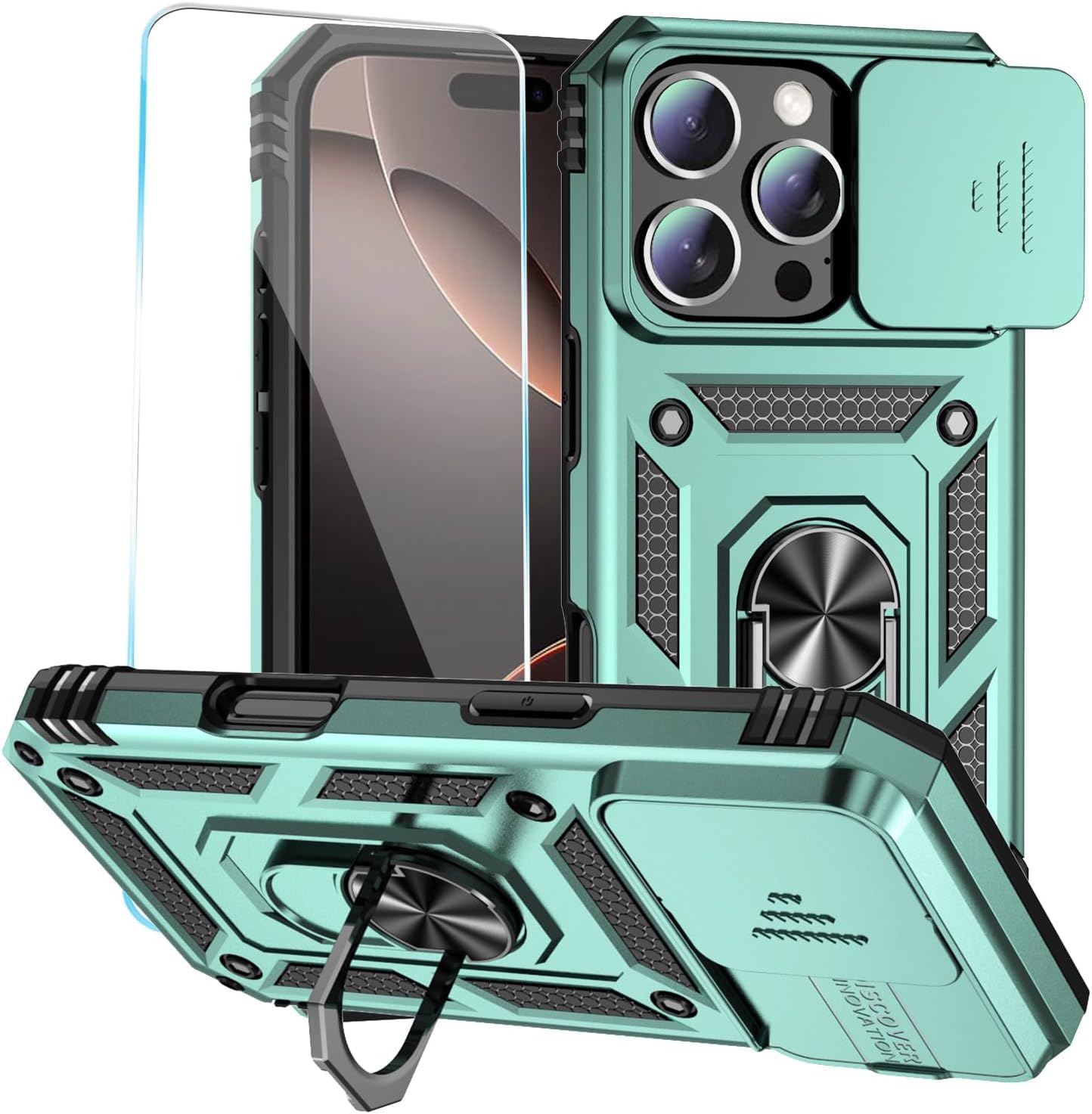 Coque iPhone 16 Pro anti-rayure écran et objectif photo vert militaire - 8