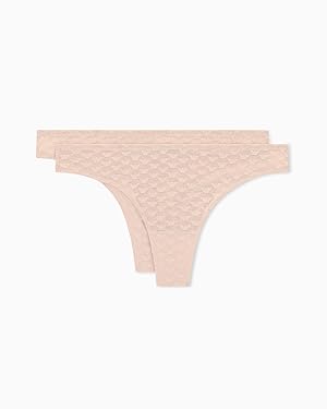 Emporio Armani Womens All Over Eagle Mesh 2 Pack Thong