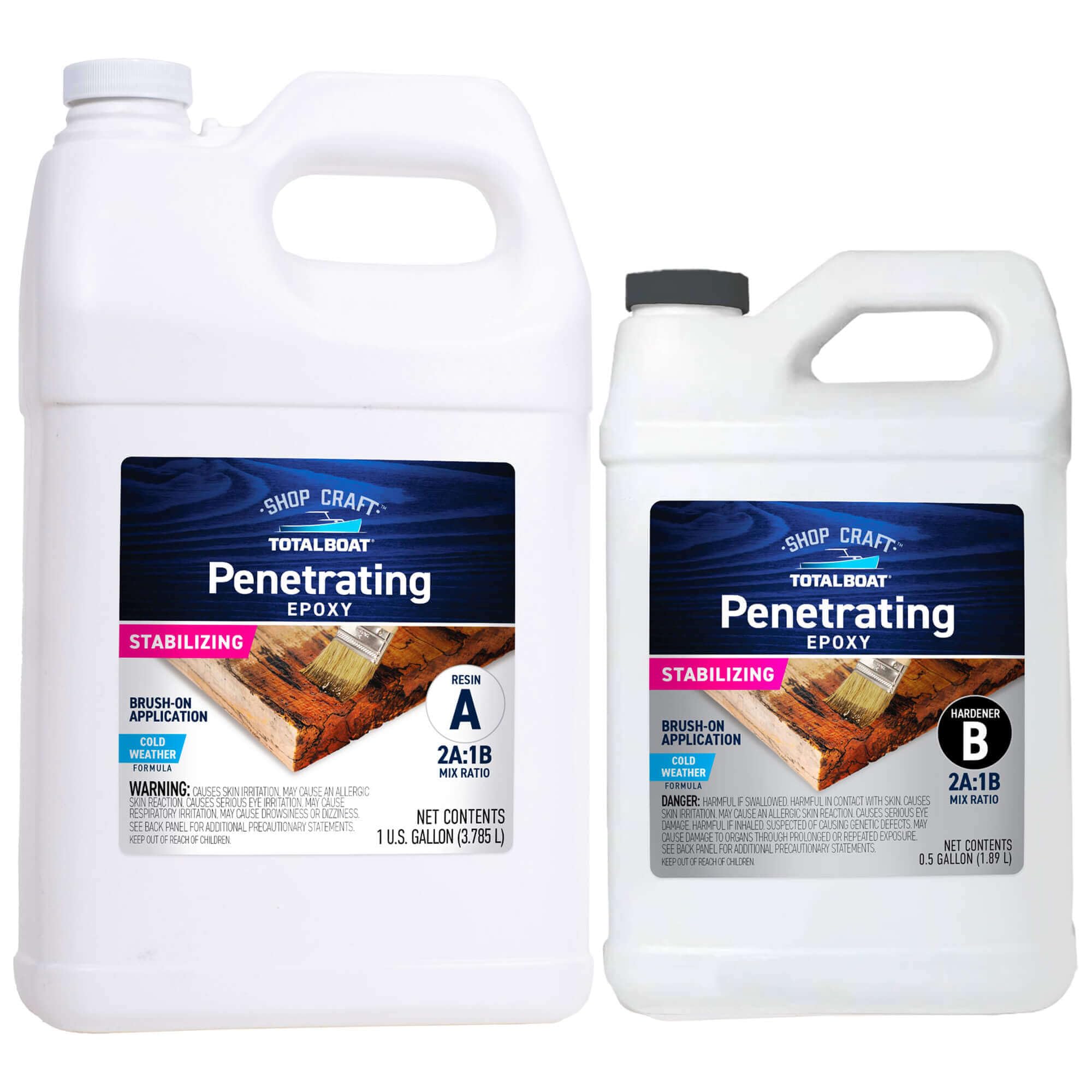TotalBoat Clear Penetrating Epoxy Wood Sealer Stabilizer for Rot Repair and Restoration (1.5 Gallon, Cold Weather)