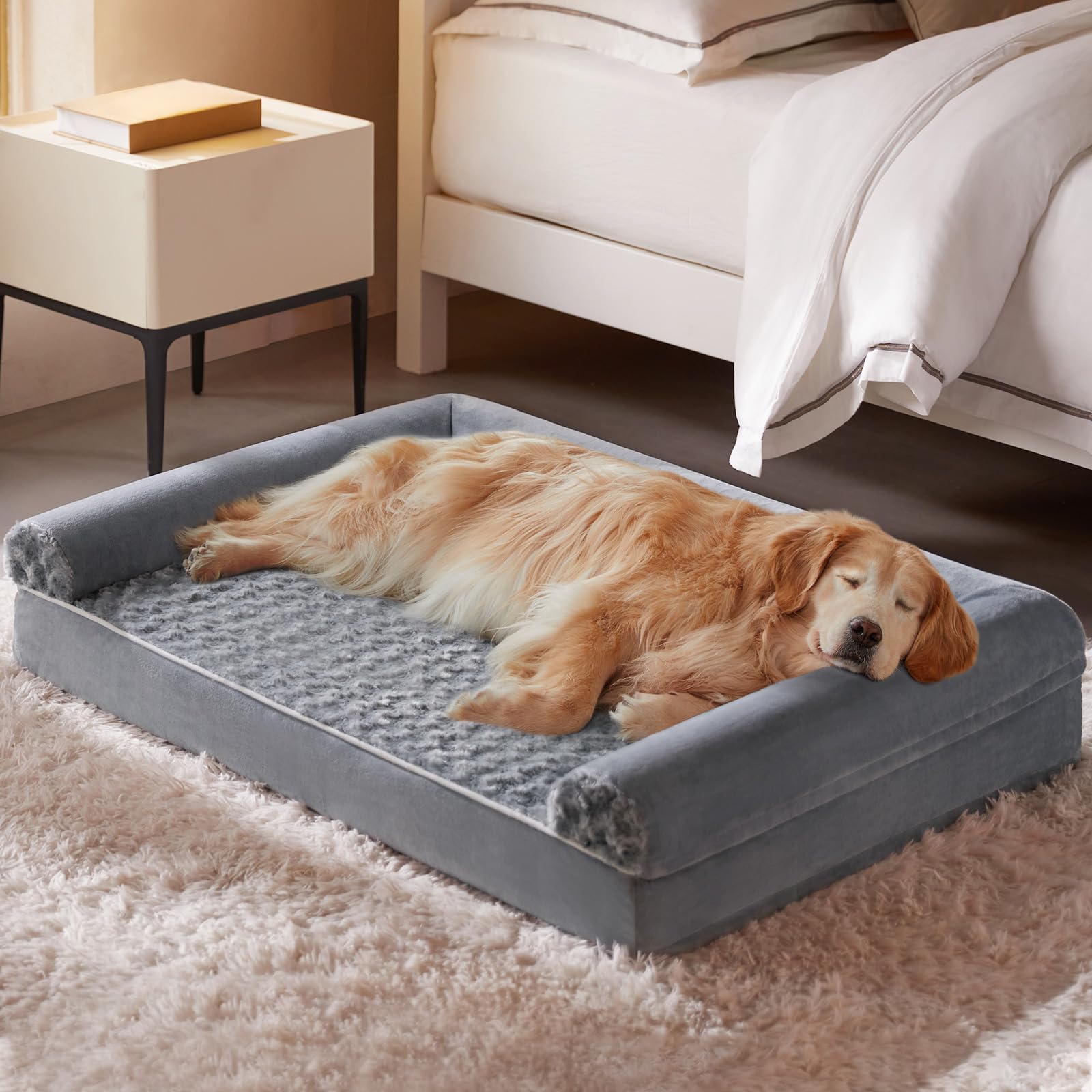 Quilmfoam Dog Beds for Large Dogs, Orthopedic Dog Bed for Medium Large dogs,Big Waterproof Couch Pet Bed with Removable Washable Cover
