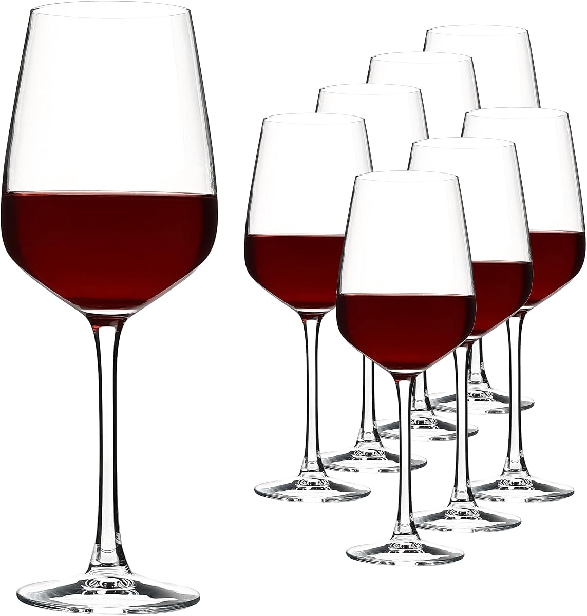 8 Pack Wine Glasses Set, 15 Oz Classic Red and White Wine Glasses with Stem - Elegant, Dishwasher Safe Glassware for Home, Restaurant, Party Use