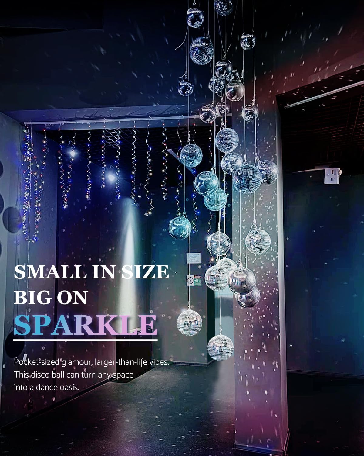 54PCS Mini Silver Disco Balls – Hanging Disco Ball Ornaments for Disco Ball Decor, Mini Disco Balls for Disco Party Decorations, Weddings, Rooms, Cakes & Disco Christmas Decor