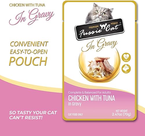 Miniatura 3 de Fussie cat Pollo premium con atún en salsa 2.47 onzas (paquete de 12)