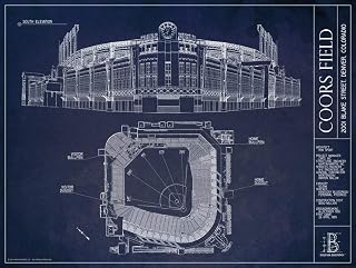 Coors Field Blueprint Style Print (Unframed, 18"H x 24"W)