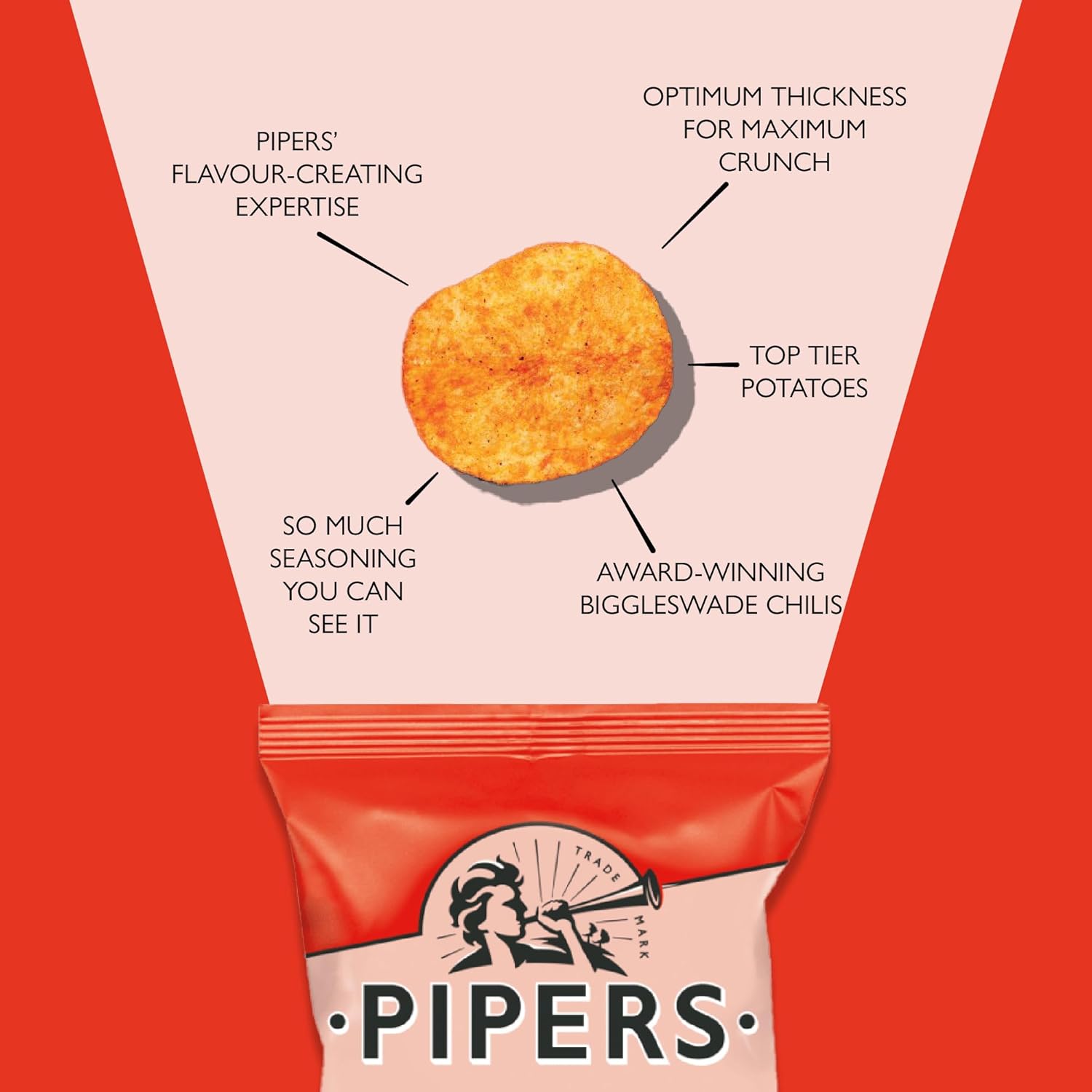 Pipers Gluten-Free Biggleswade Sweet Chilli Flavour Vegan Crisps Multi-Pack (24)