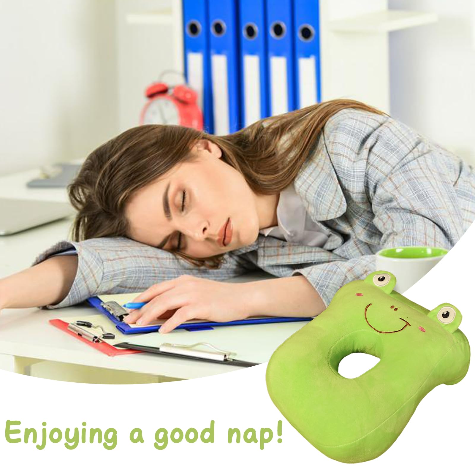 Coussin De Sieste Bureau Avec Trou Pour Piercing Oreille - 26x32 Cm - Mousse Mémoire - Pour Dormeurs Latéraux