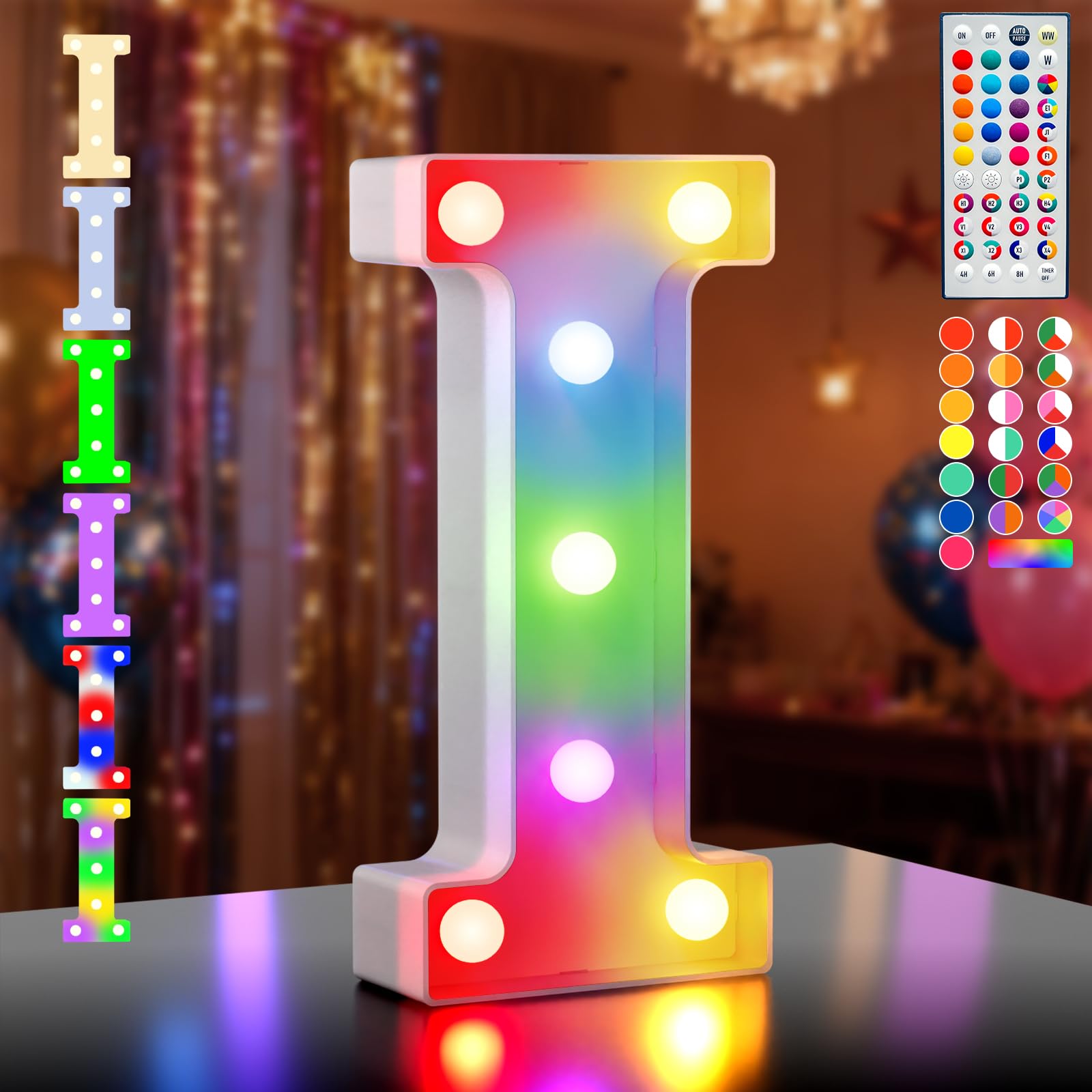 Ledido 35 Color Changing Light up Letter - LED Light Up Marquee Letters Sign for Birthday Decoration Gifts, LED Letter Lights for Wedding Anniversary Grad Home Bedroom Party Decor,Letter I â image 1