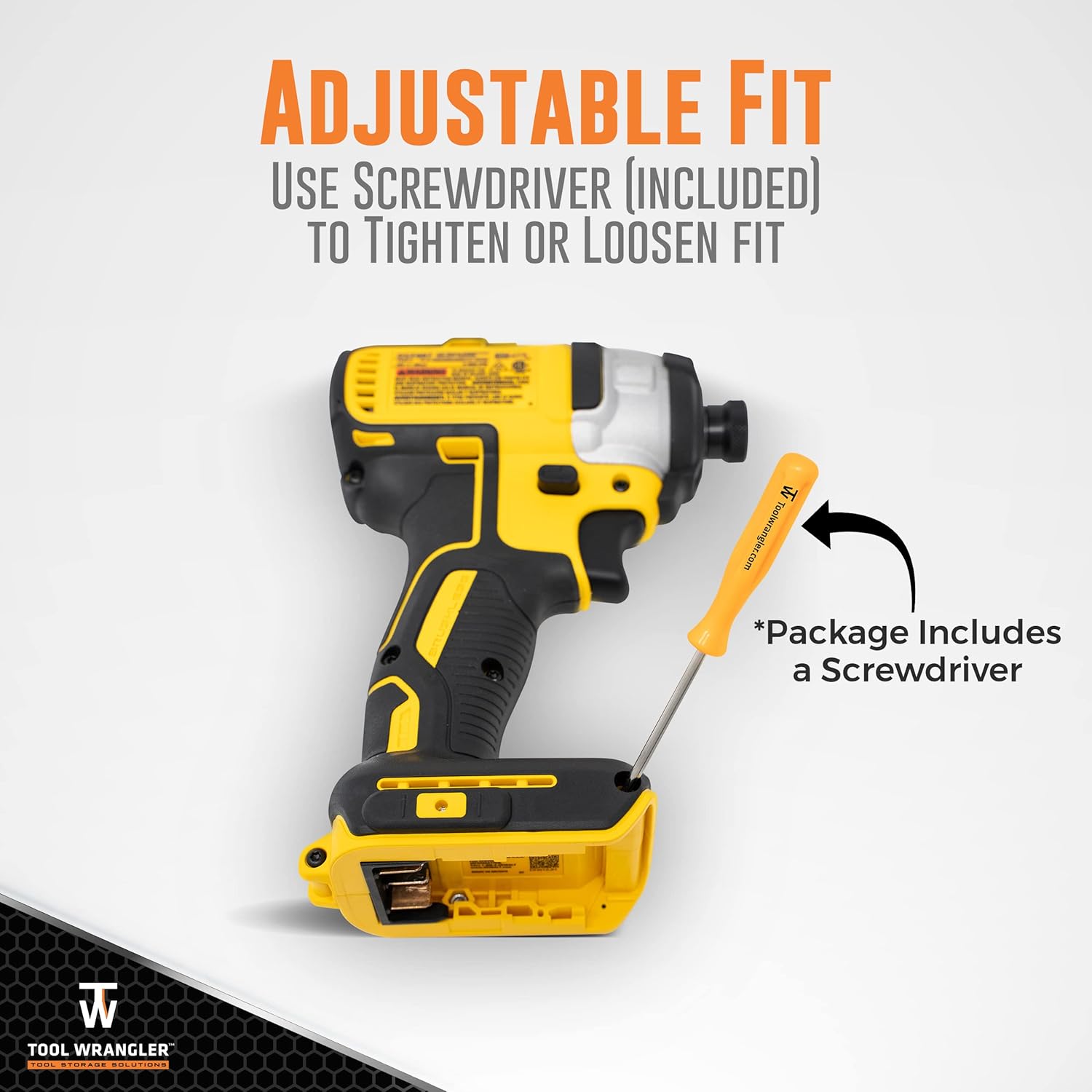 Tool Wrangler Organization for Dewalt 20V Tools & Batteries - Black 18 piece Combo 10+8 = 10 Dewalt Tool Holders + 8 Battery Holders | Made in USA Screws Included | Strongest Mounts Available