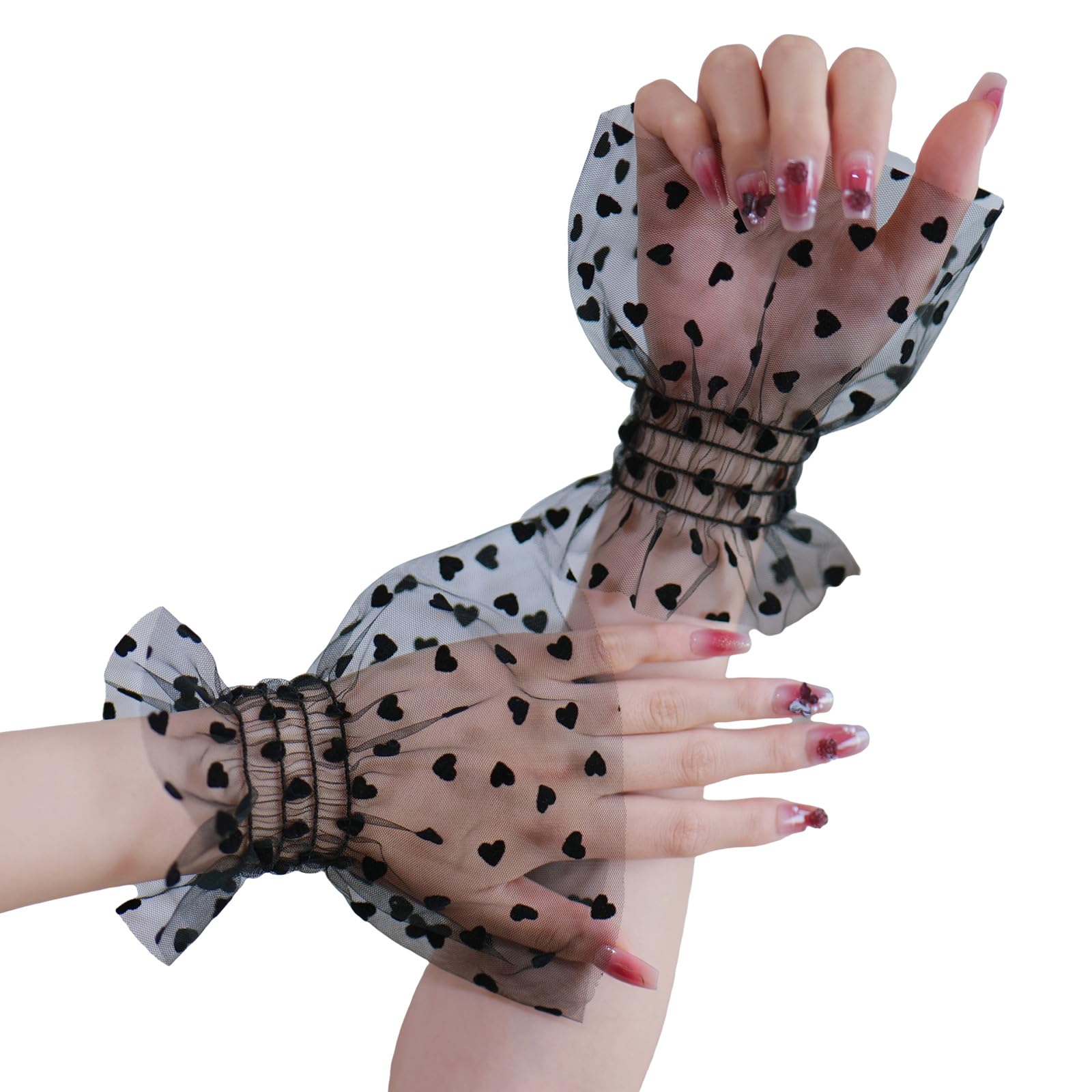 Maxtonser Sheer Heart Print Wrist Cuffs Photography Accessories Lightweight Stretchy Cuffs For Studio Outdoor
