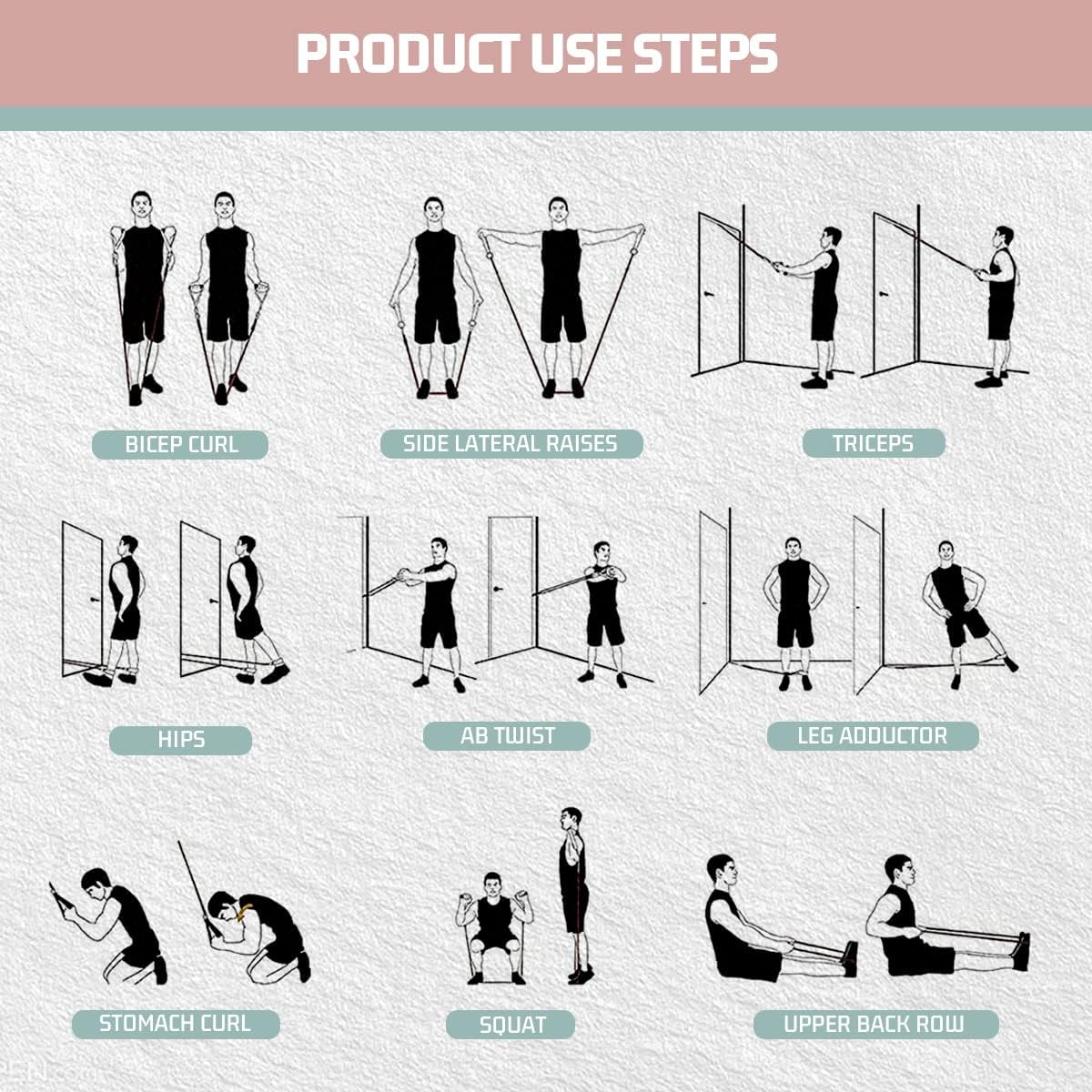 VEICK Widerstandsbänder, Übungsbänder, Workout-Bänder-Set für Training mit Griffen für Männer und Frauen, elastische Übungsbänder für Fitness-Gewichte, Training zu Hause