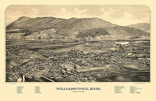 Posterazzi PDXMAWI0004LARGE Williamstown Massachusetts 1889 Burleigh Póster, 36 x 24 pulgadas, multicolor