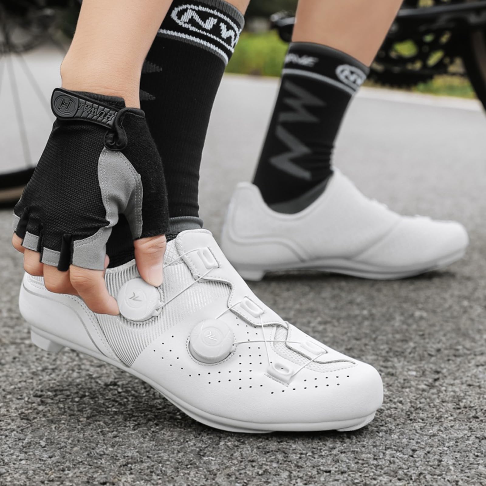 Fahrradschuhe Herren Rennradschuhe Kompatibel mit Peloton Look SPD SPD-SL Delta Lock Pedal Reitschuhe Spinning Schuhe Rennrad Schuhe Draussen