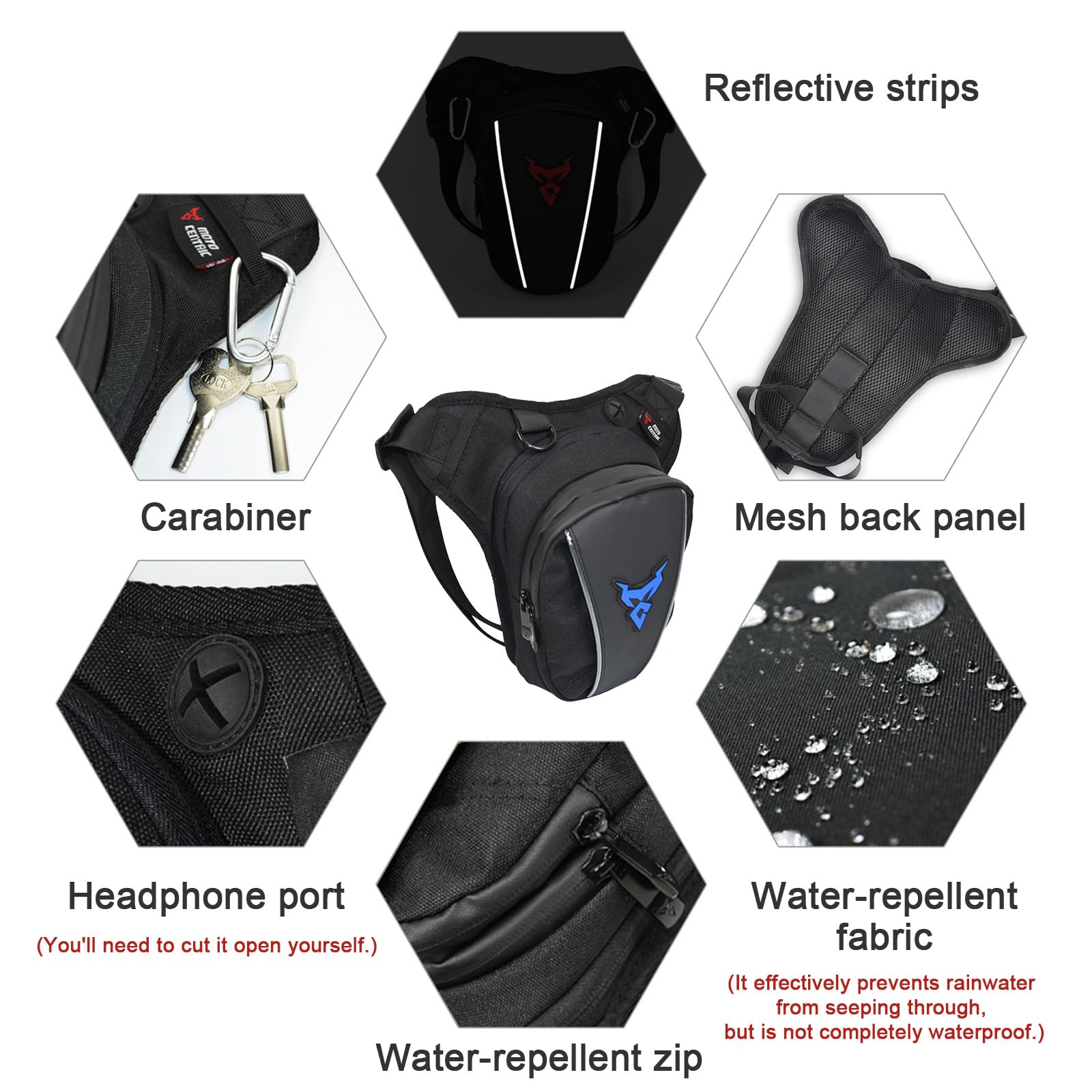 Bolsa de cintura para motocicleta para hombre, riñonera Oxford de gran capacidad para motocicleta, bolsa multifuncional con múltiples bolsillos para senderismo y escalada, Azul