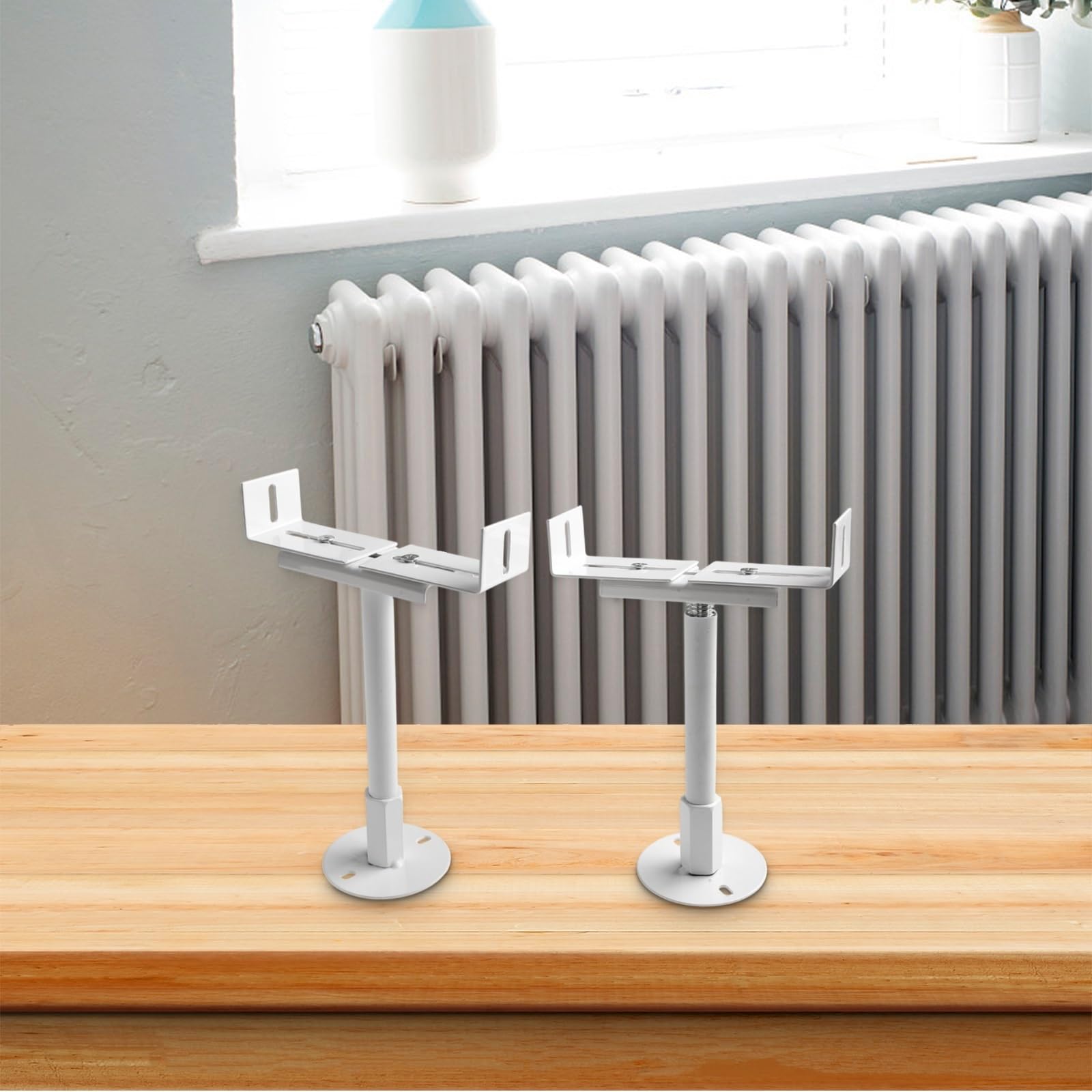 Soportes De Suelo para Radiadores Soporte de radiador Ajustable for Hierro Fundido, Soporte Suelo 11-36cm Altura, Accesorios calefacción por Radiante Aluminio, 2 uds(Adjustable 21-26 cm)