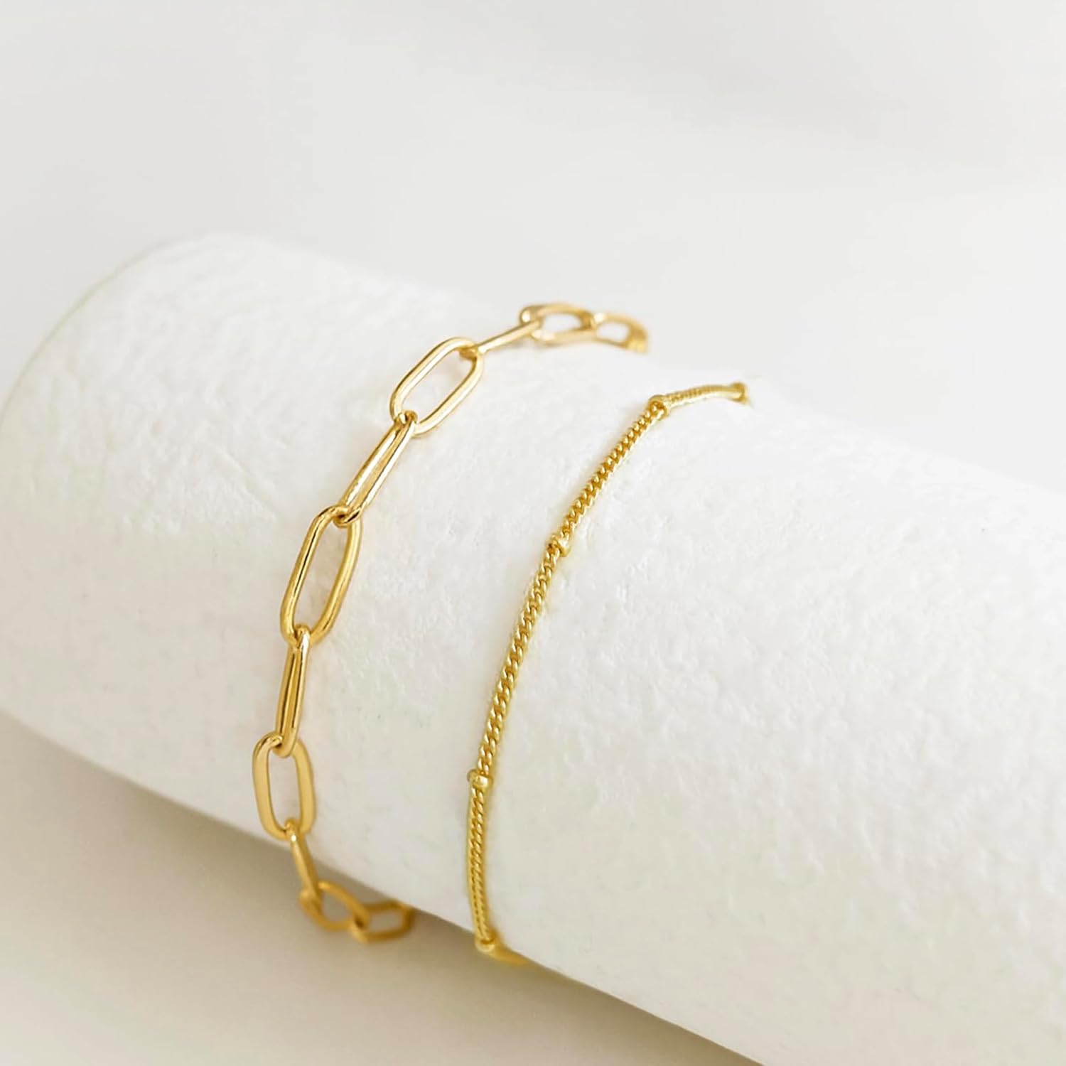 My Queen Gold Bracelets for Women 14K Gold Plated Dainty Stackable Hand Chain Bracelet Trendy Ring Chain Bangle Cuff Bracelets Adjustable Body Jewelry Set Gifts - Image 7